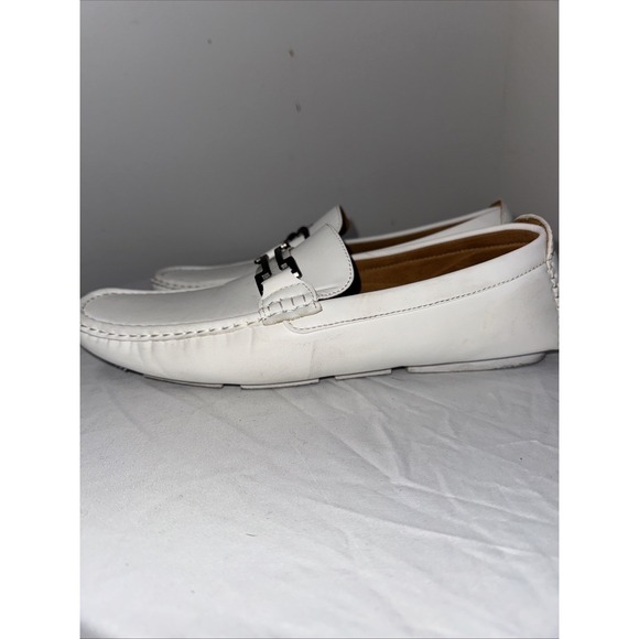 Bruno Marc Driving Loafers White W/ Buckle Faux Leather Bridal Wedding Dress - Picture 2 of 8